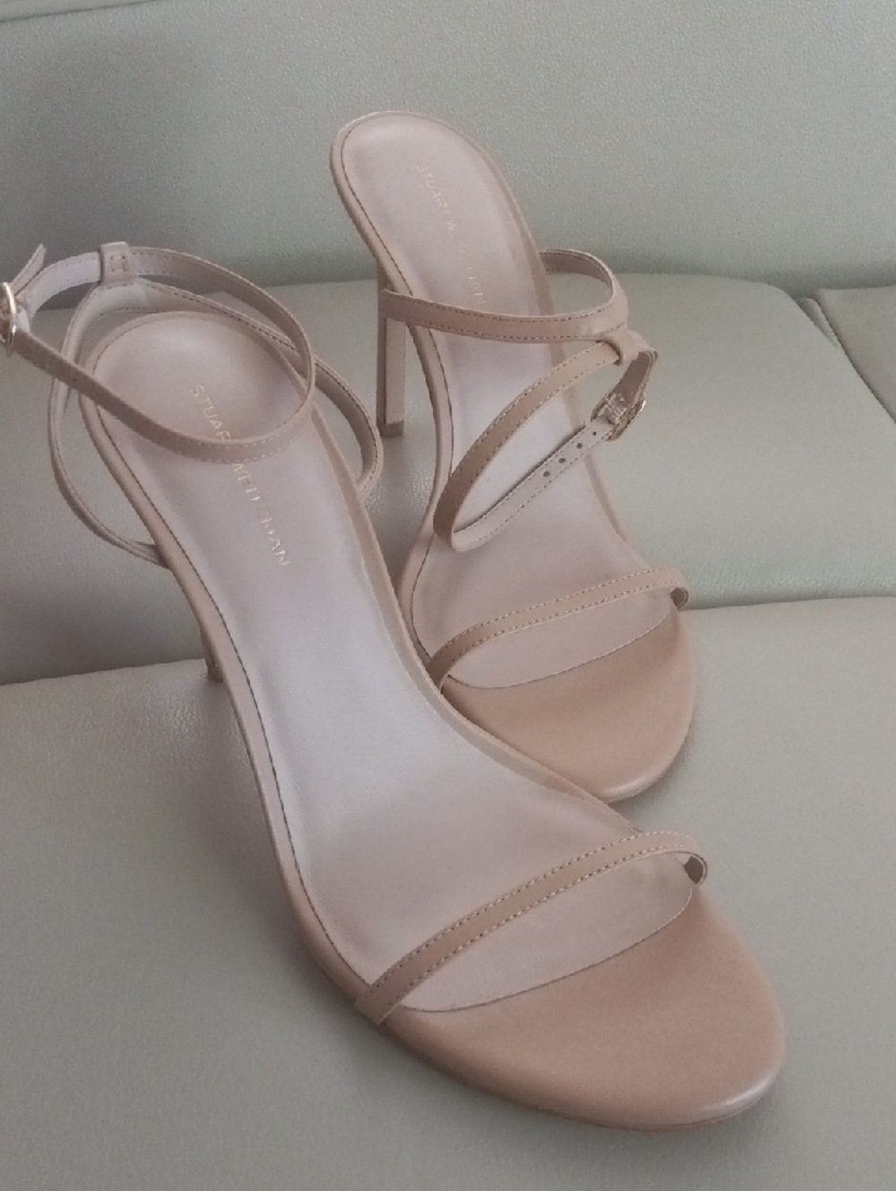 Stuart Weitzman Blush Nude Strappy High-Heel Sandals Size 10